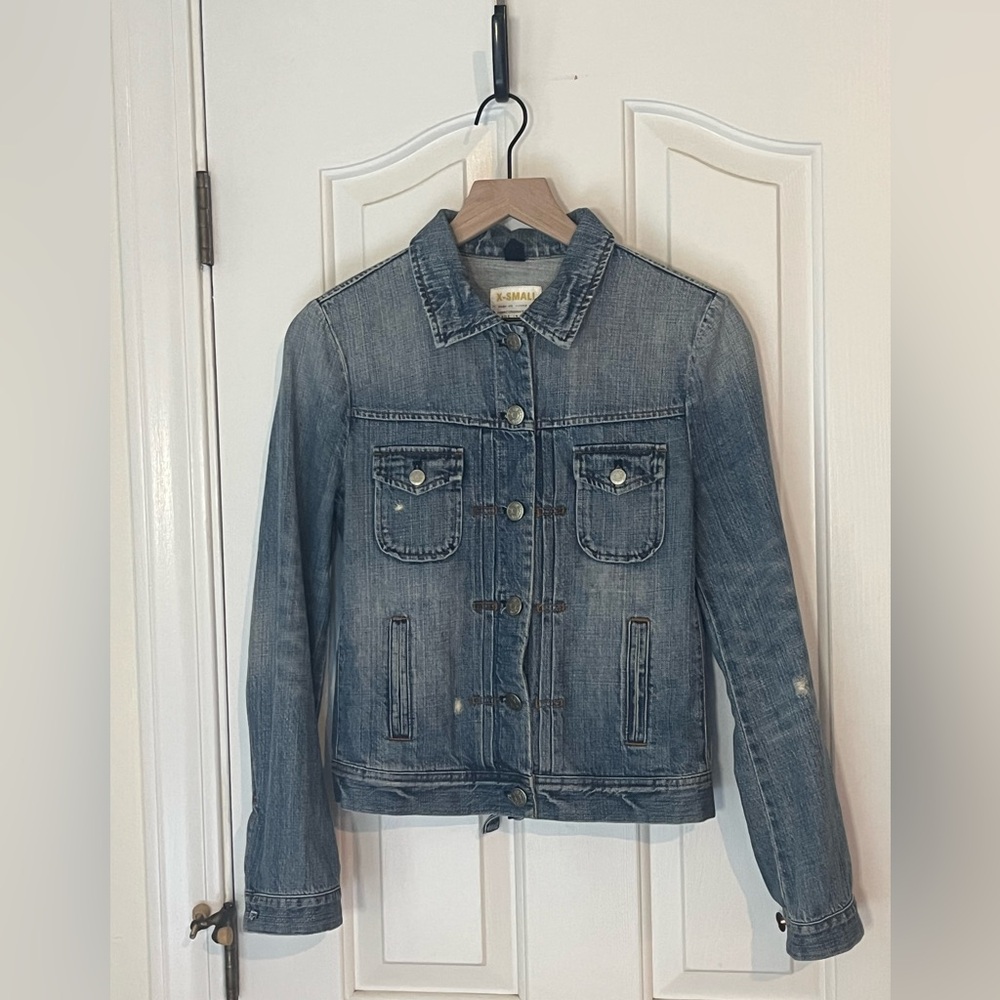 J.Crew | Denim Jacket XS Sanded Blue Japanese Cotton Distressed Classic‎ - Picture 3 of 9